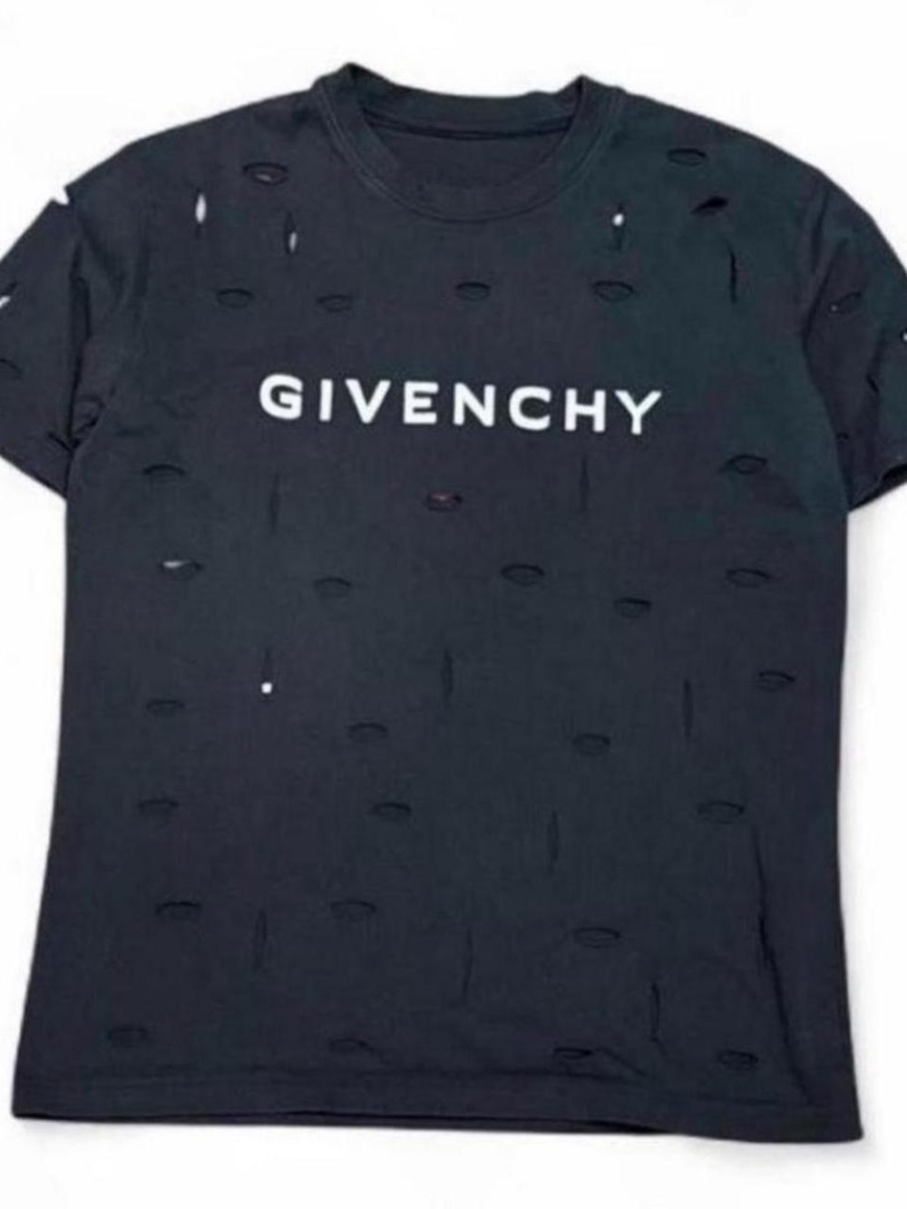 Givenchy Distressed Ripped Black Logo Tee